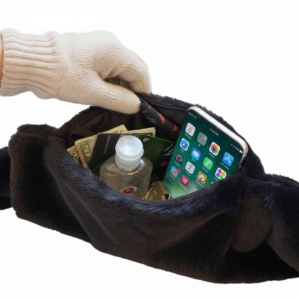 Women’s Hidden-Pocket Faux-Fur Pull-Through Scarf