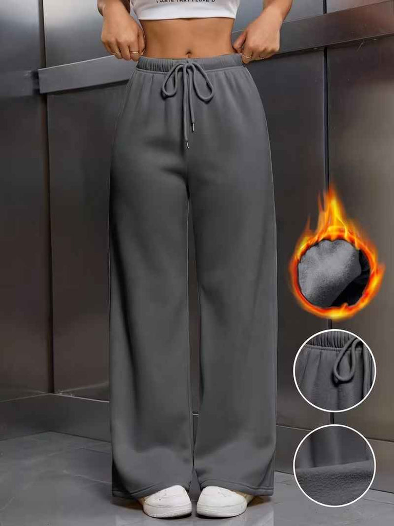 Women’s Fleece-Lined Straight-Leg Drawstring Winter Trousers