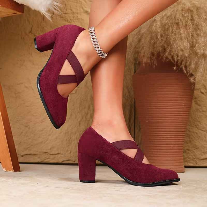 Women’s Classic Strap Round-Toe All-Season High Heel Shoes