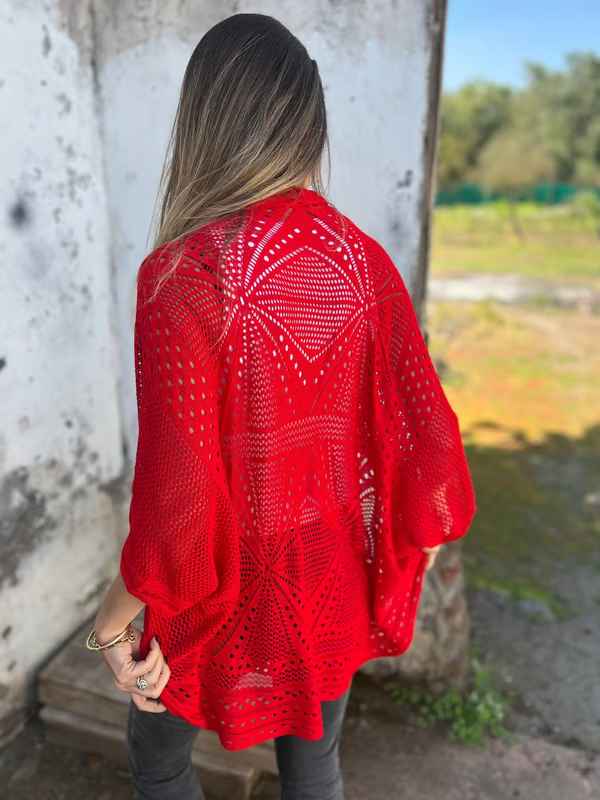 Women’s Hollow-Knit Half-Sleeve Lightweight Cardigan