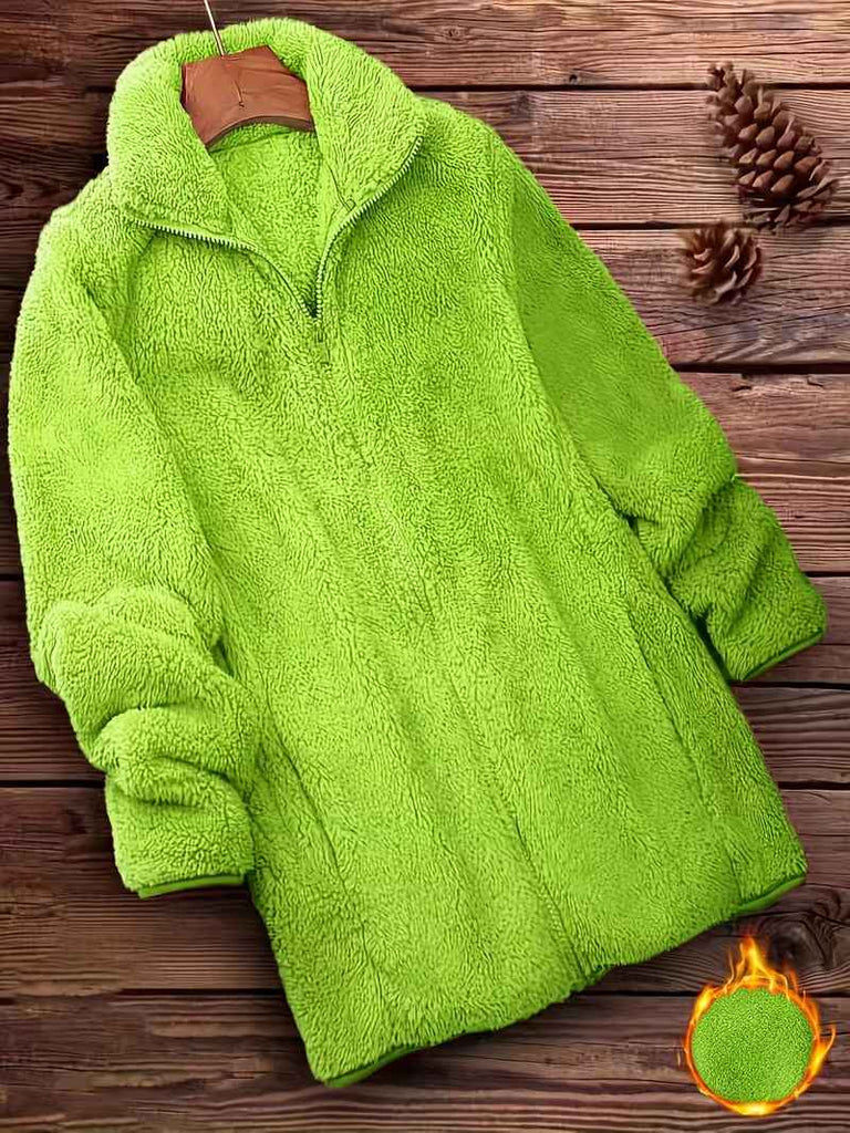 Women’s Zip-Up Teddy Fleece Longline Winter Coat