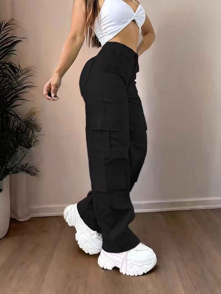 Women’s Y2K Street-Style Elastic-Waist Cargo Trousers