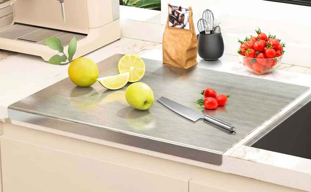 Planche à découper de cuisine en acier inoxydable non poreux