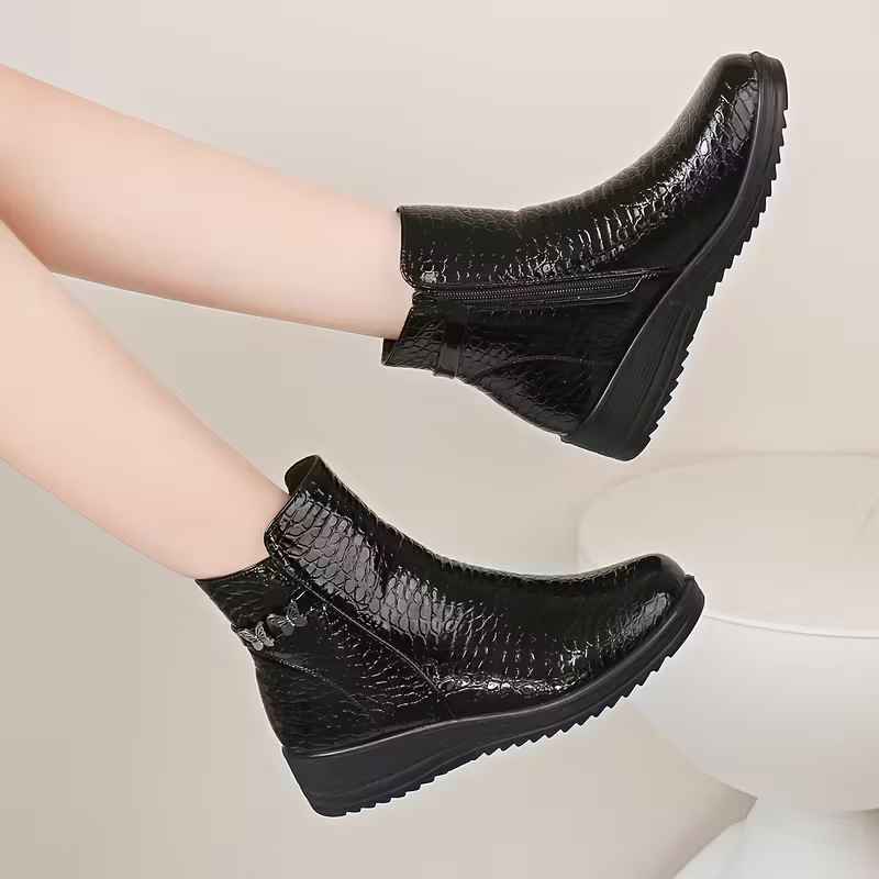 Women’s Winter Chunky Platform Side-Zip Arch Support Ankle Boots