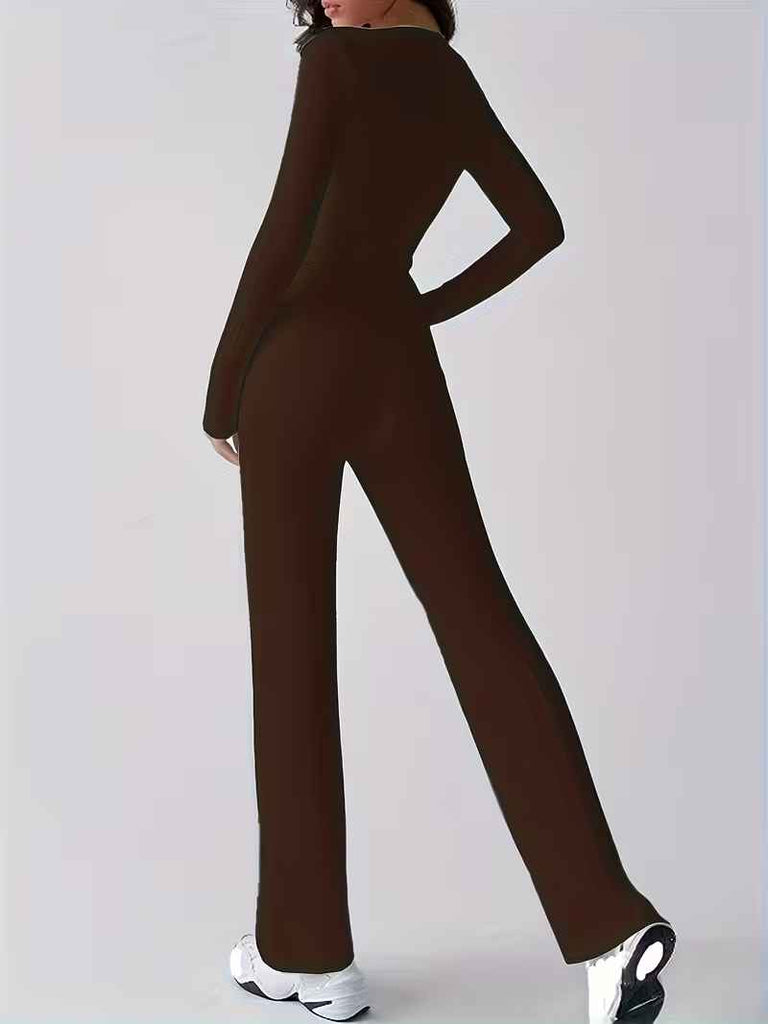 Women’s Long-Sleeve Lounge Top and Drawstring Flared Trousers Set