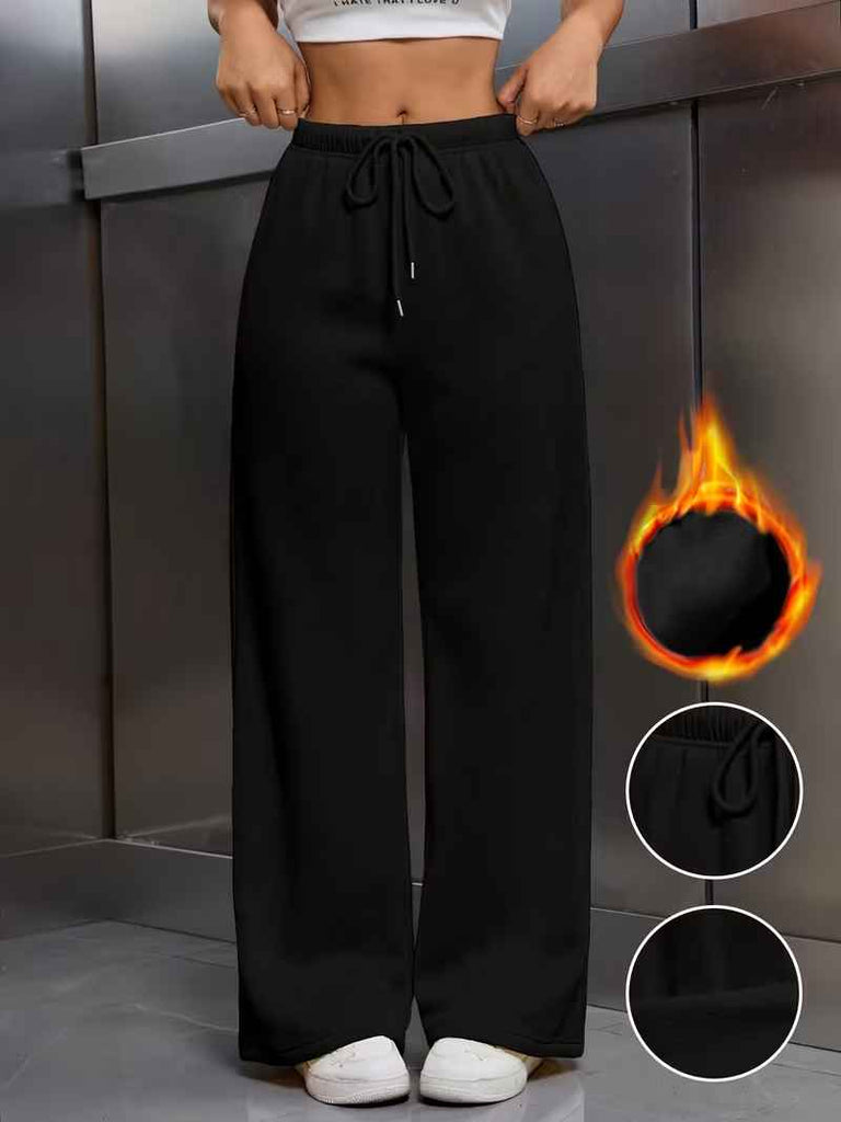 Women’s Fleece-Lined Straight-Leg Drawstring Winter Trousers