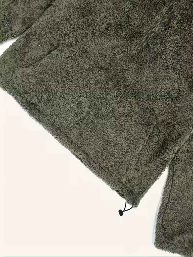 Women’s Warm Plush Zip-Front Pocket Knit Pullover Sweater