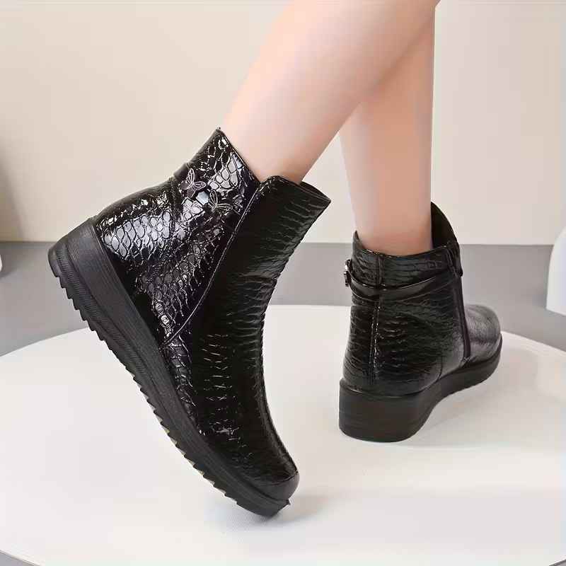 Women’s Winter Chunky Platform Side-Zip Arch Support Ankle Boots
