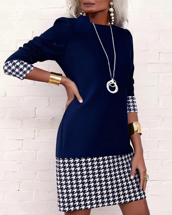 Women’s Houndstooth Panel Shift Dress