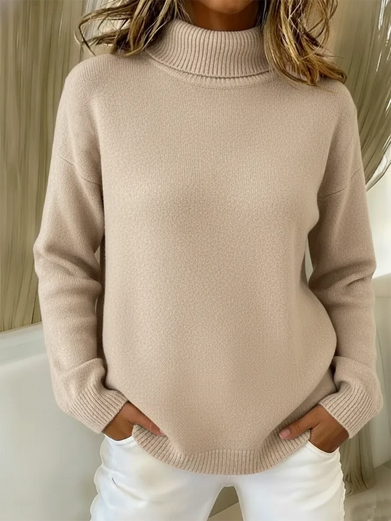 Women's Loose Solid-Colour Turtleneck Sweater