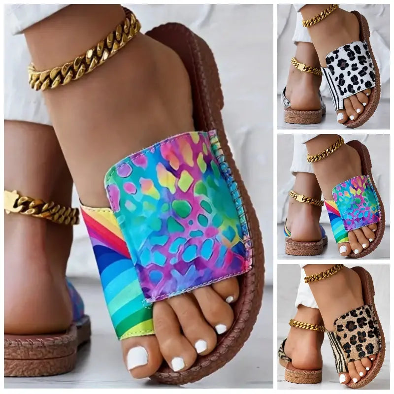 Women's flat-sole patterned sandals 🥰 Stylish & comfortable flip-flops