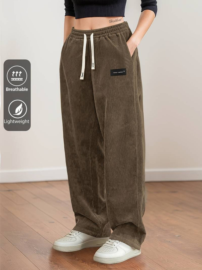 Women’s Relaxed Corduroy Drawstring Straight-Leg Trousers