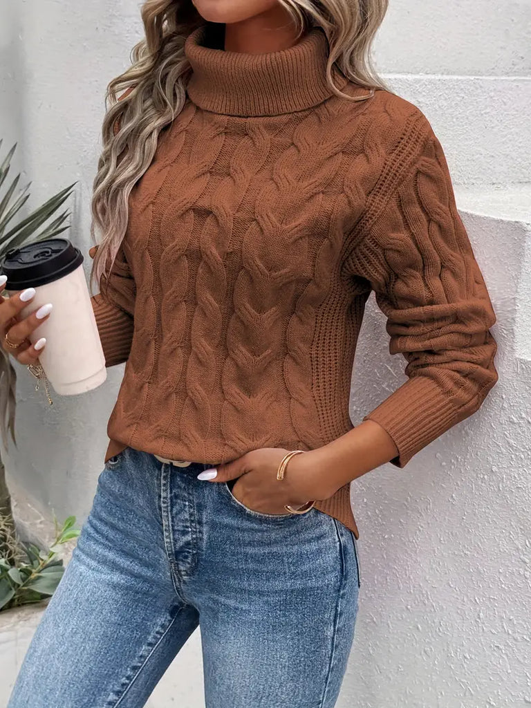Women’s Cable Knit Turtleneck Jumper