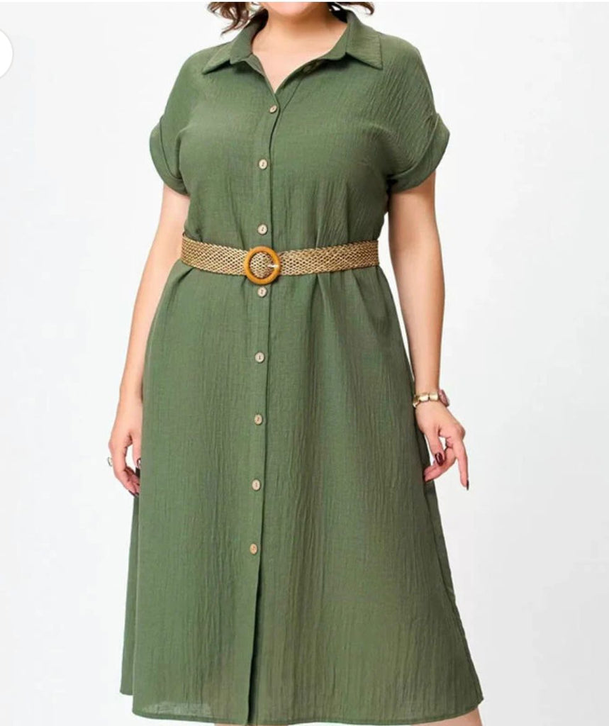 🍃Women's Solid Color Casual Button-Down Dress