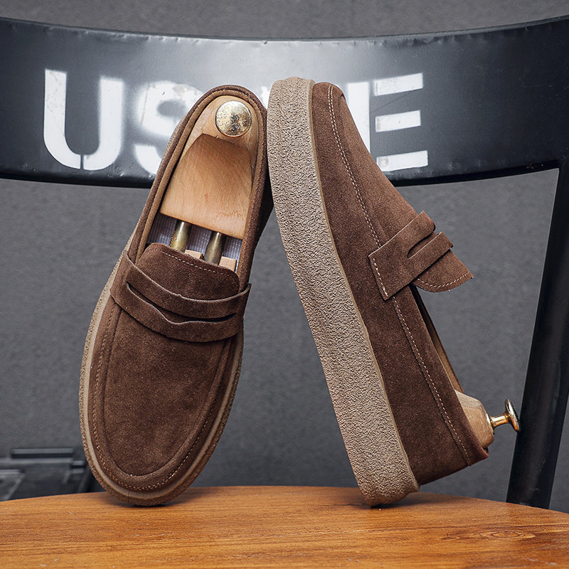 Men’s Breathable Suede Slip-On Thick-Sole Casual Shoes