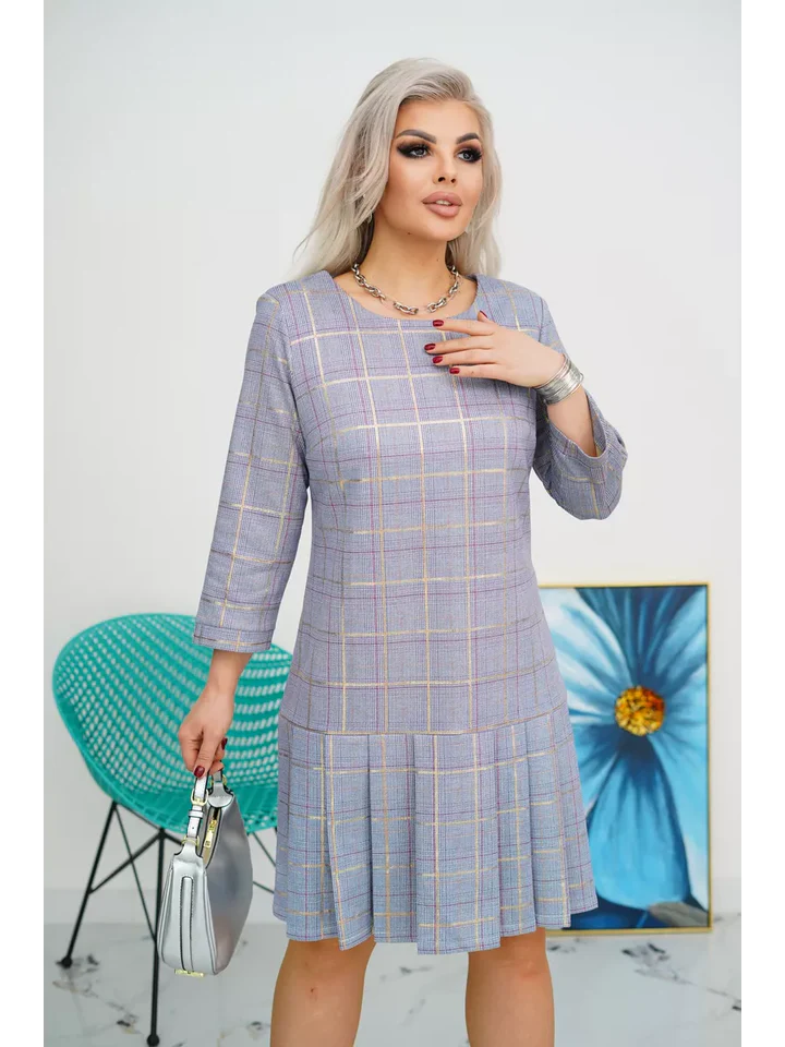 Women’s Checked A-Line Pleated Dress