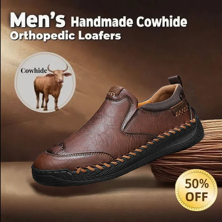 Men’s Genuine Leather Arch Support Slip-On Walking Shoes