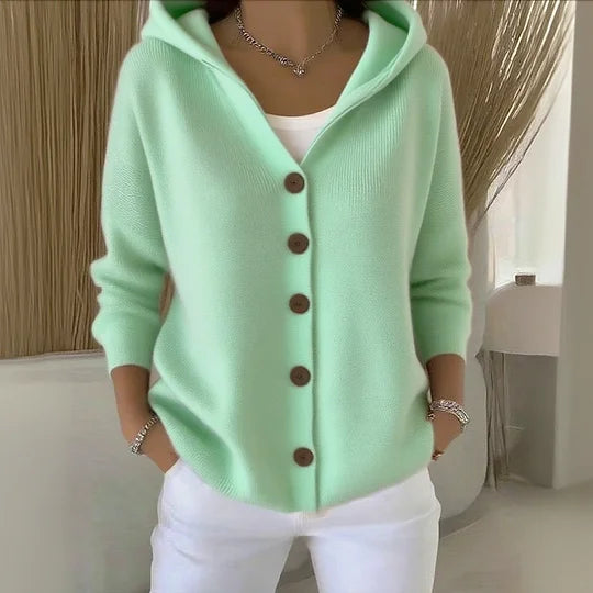 Women's cotton, smooth, comfortable, casual long-sleeved cardigan