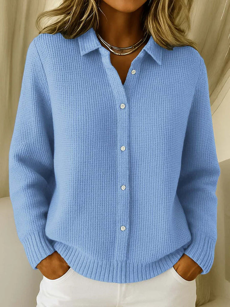 Women’s Classic Belted Button-Down Knit Shirt
