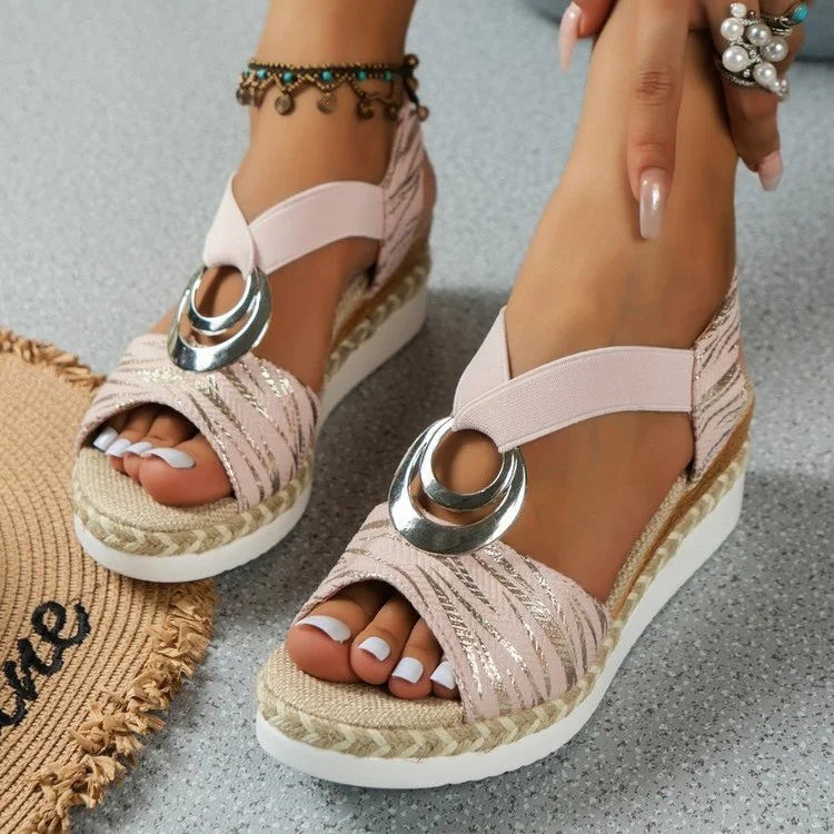 WOMEN'S LEATHER PLATFORM WEDGE ORTHOPEDIC SANDALS