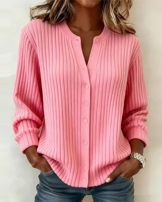 Women's Solid Colour Crew Neck Long Sleeve Sweater