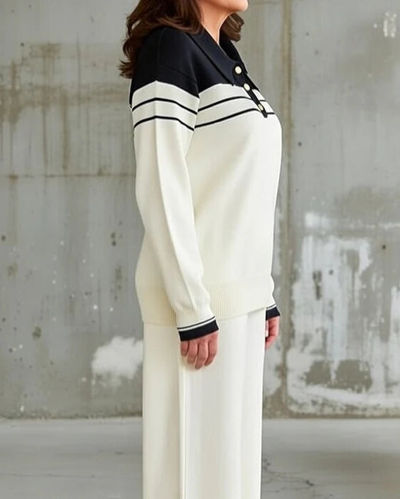 Women’s Contrast Collar Knit Co Ord Set