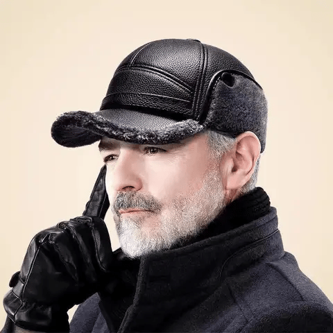 Men’s Fur-Lined Leather Ear-Flap Cap