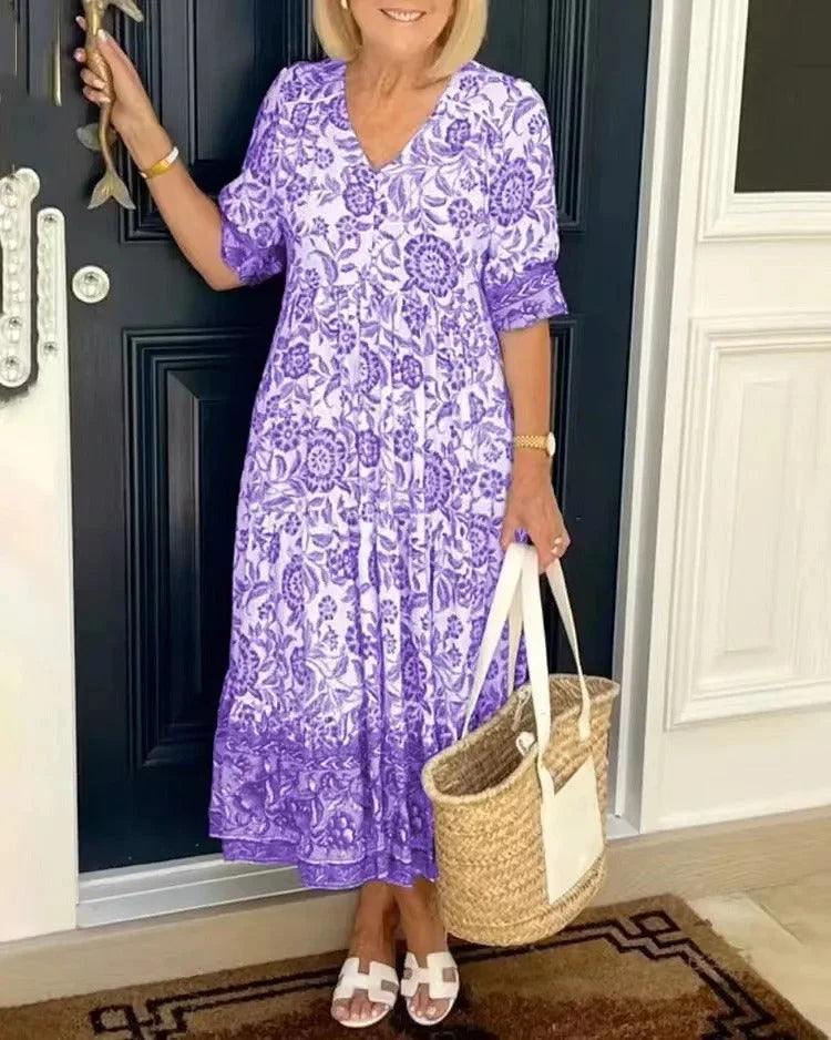 Women’s Boho V-Neck Cotton Summer Dress