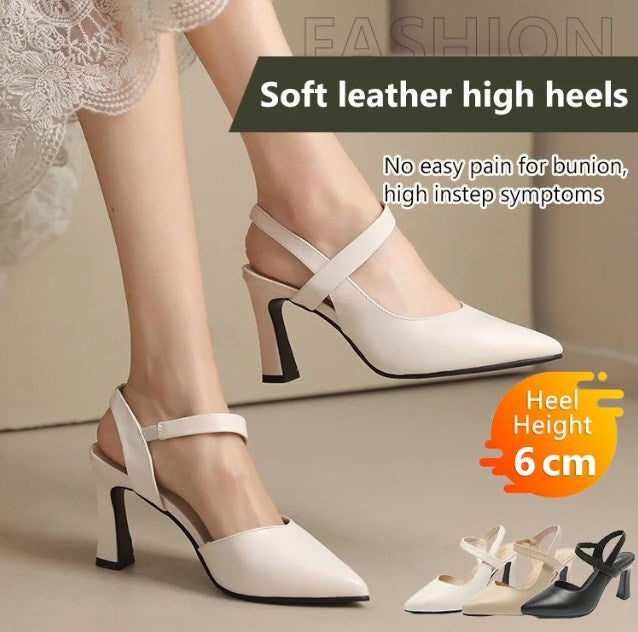 Women’s Soft-Leather Slingback Pointed-Toe Heels