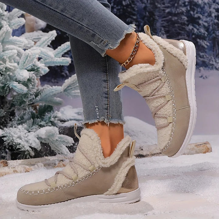 Women’s Fluffy Plush Patchwork Winter Boots