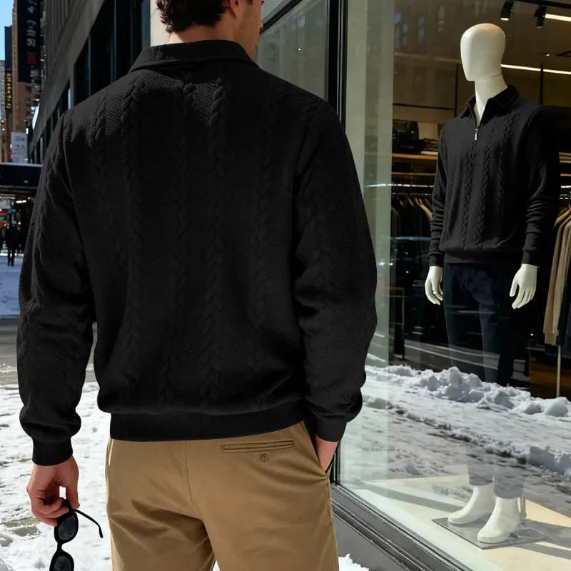 Men’s Zip Cable Knit Sweater