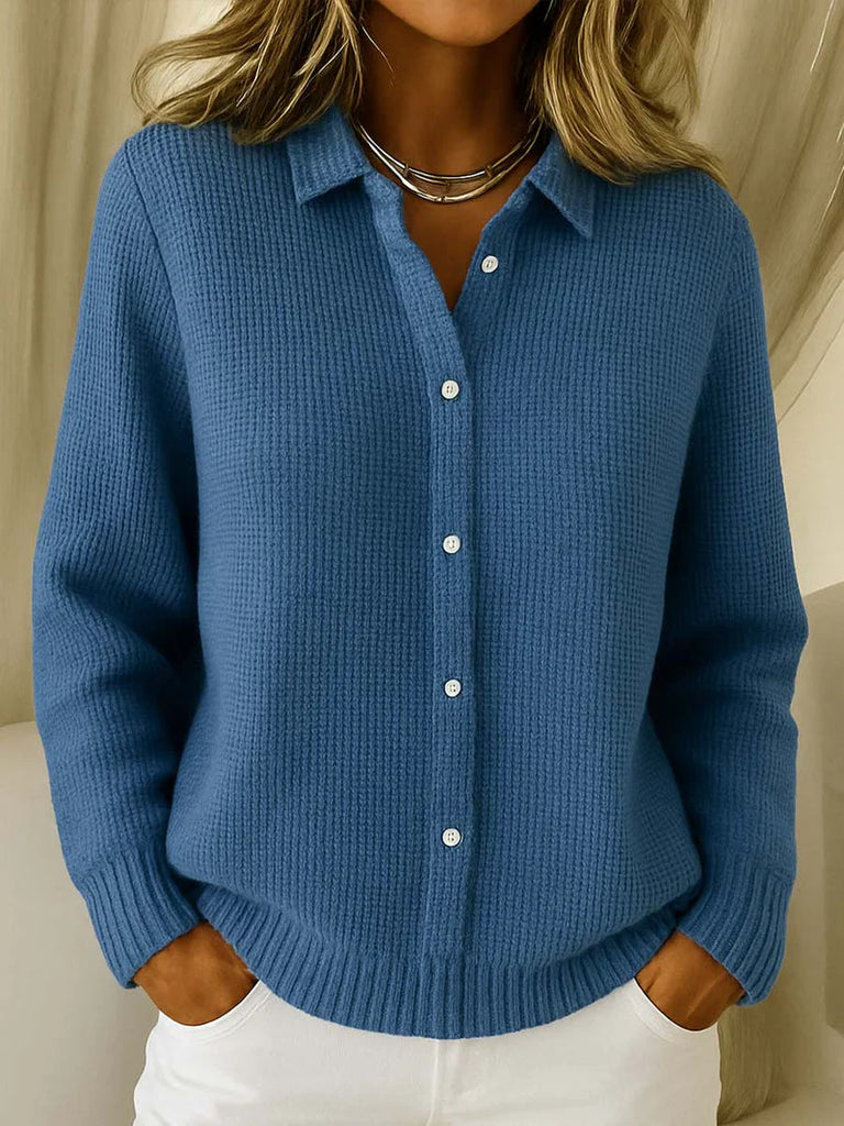 Women’s Classic Belted Button-Down Knit Shirt