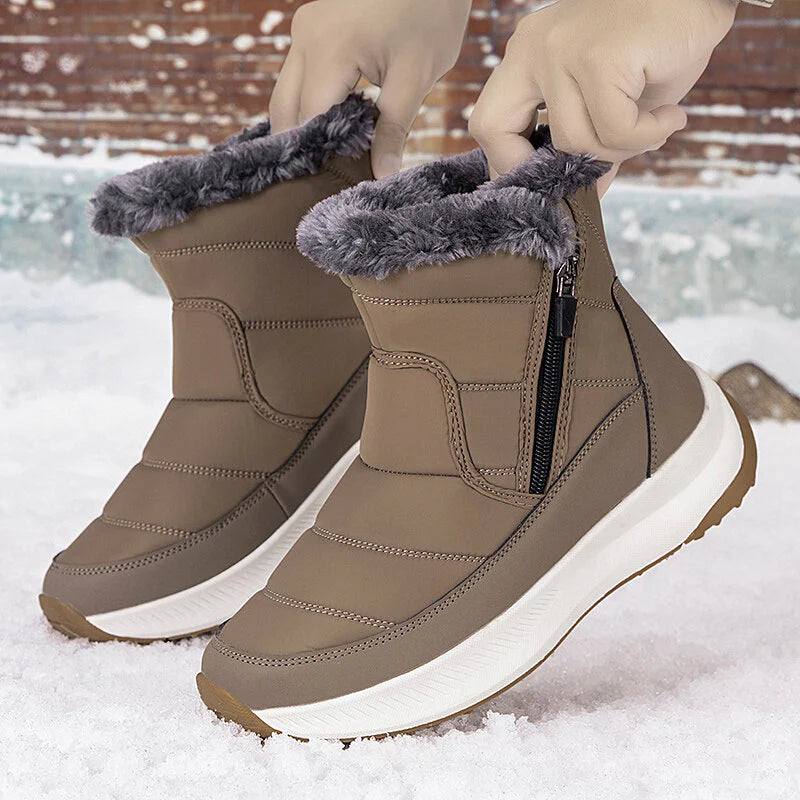 Men’s Fur-Lined Easy-Zip Waterproof Puffer Snow Boots