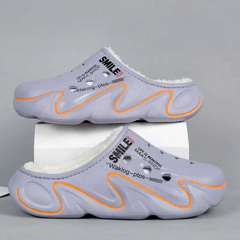 Men’s Plush-Lined Thick Sole Winter Cotton Slippers