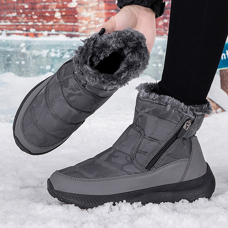 Men’s Fur-Lined Easy-Zip Waterproof Puffer Snow Boots