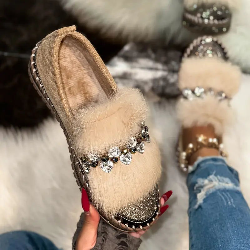 Women’s Luxe Fur & Sparkle Comfort Loafers