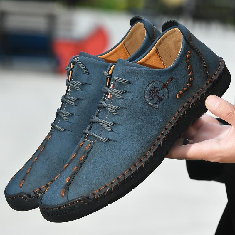 Men’s Handmade Leather Lace-Up Soft-Sole Driving Shoes