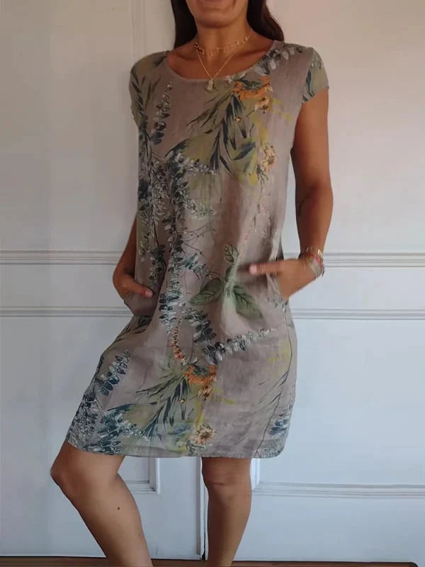 🌼Women's Cotton & Canvas Round Neck Printed Dress