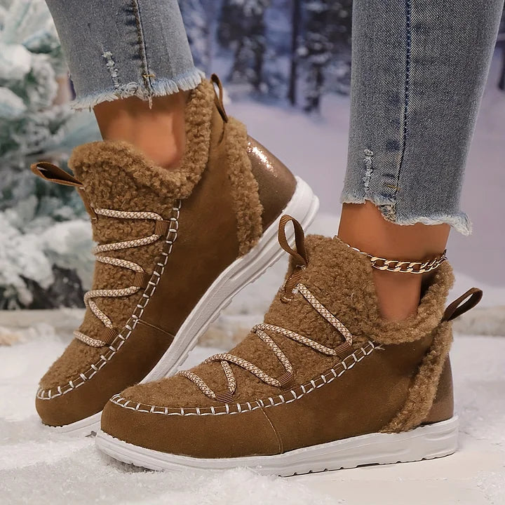 Women’s Fluffy Plush Patchwork Winter Boots