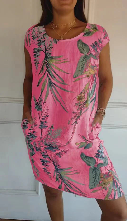 🌼Women's Cotton & Canvas Round Neck Printed Dress
