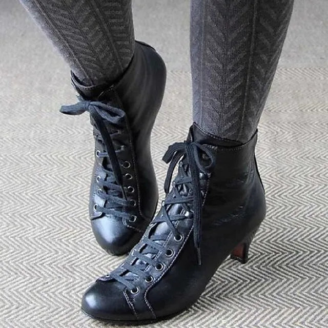 Women's White Lace-Up Victorian Ankle Boots