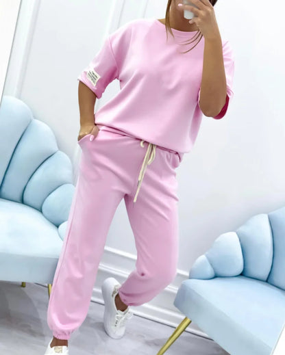 Women’s Cotton Linen Relaxed Top and Ankle Trousers Set