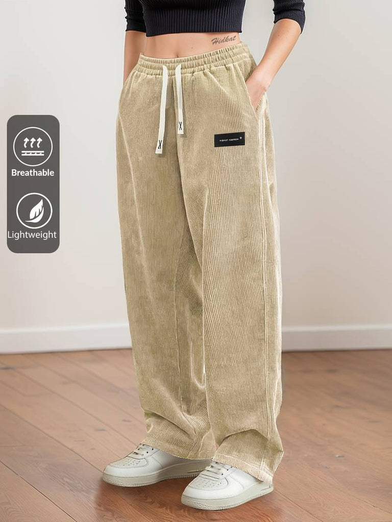 Women’s Relaxed Corduroy Drawstring Straight-Leg Trousers