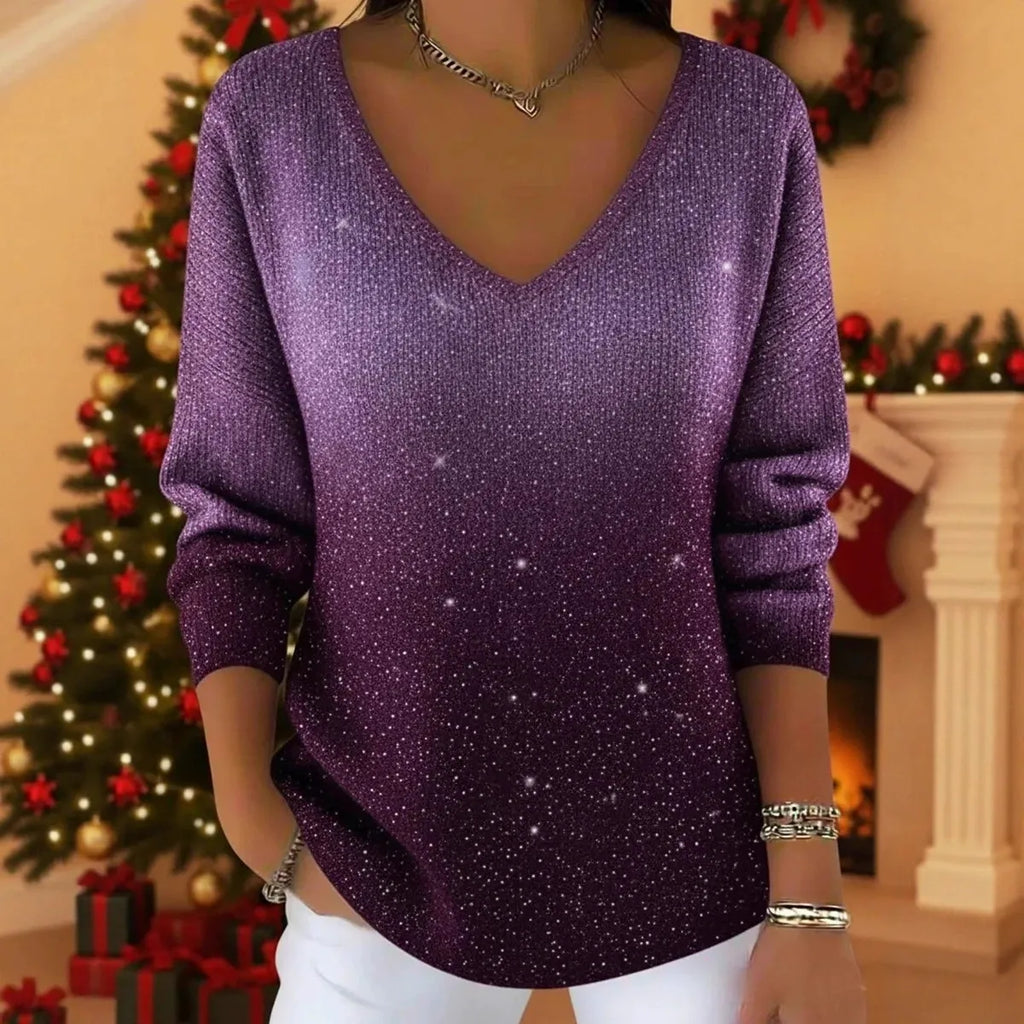 Women’s Starry Shimmer V-Neck Knit Jumper