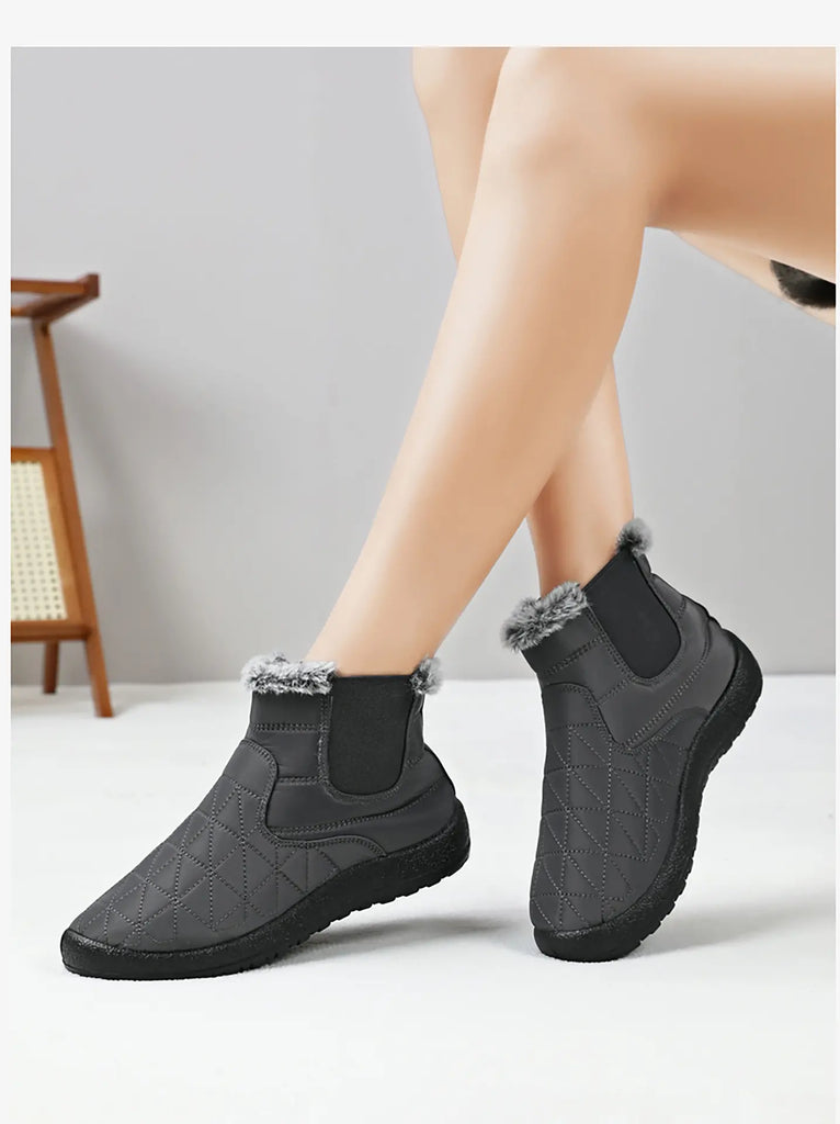 Women’s Fleece-Trim Quilted Winter Ankle Boots