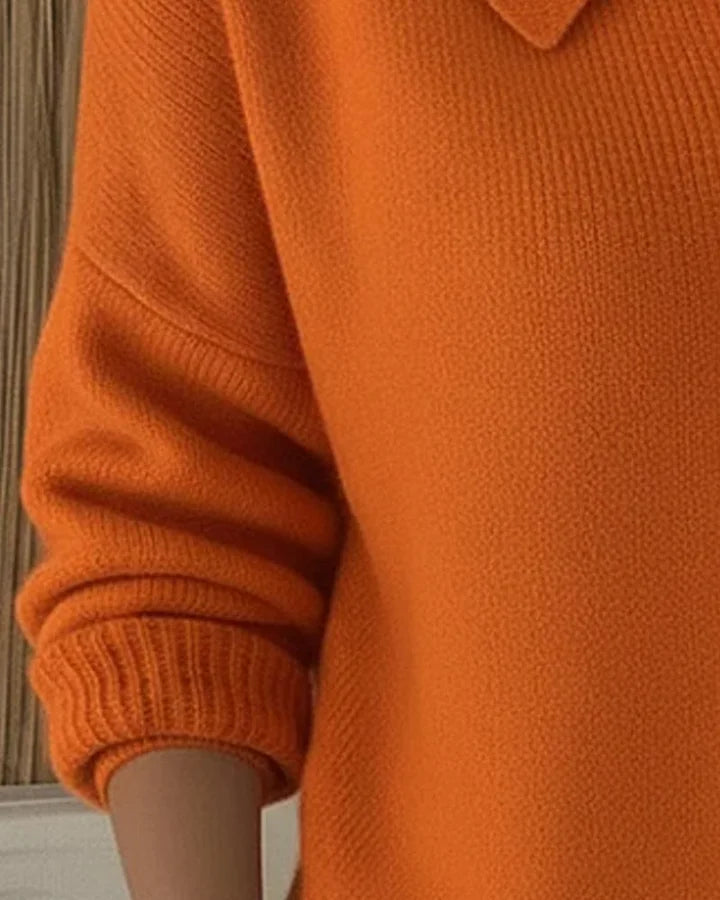 Women’s Solid Colour Collared Button Knit Sweater