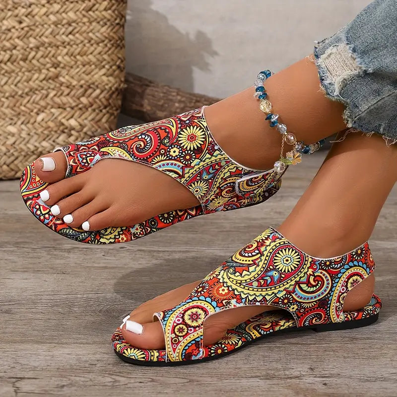 🩴 Bohemian Paisley Flat Sandals