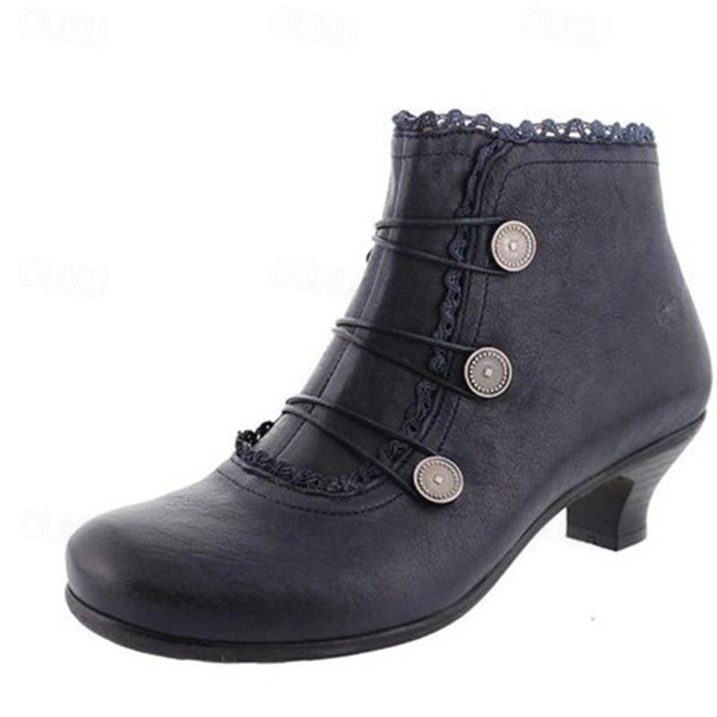 Women's Victorian Lace-Trimmed Button Ankle Boots