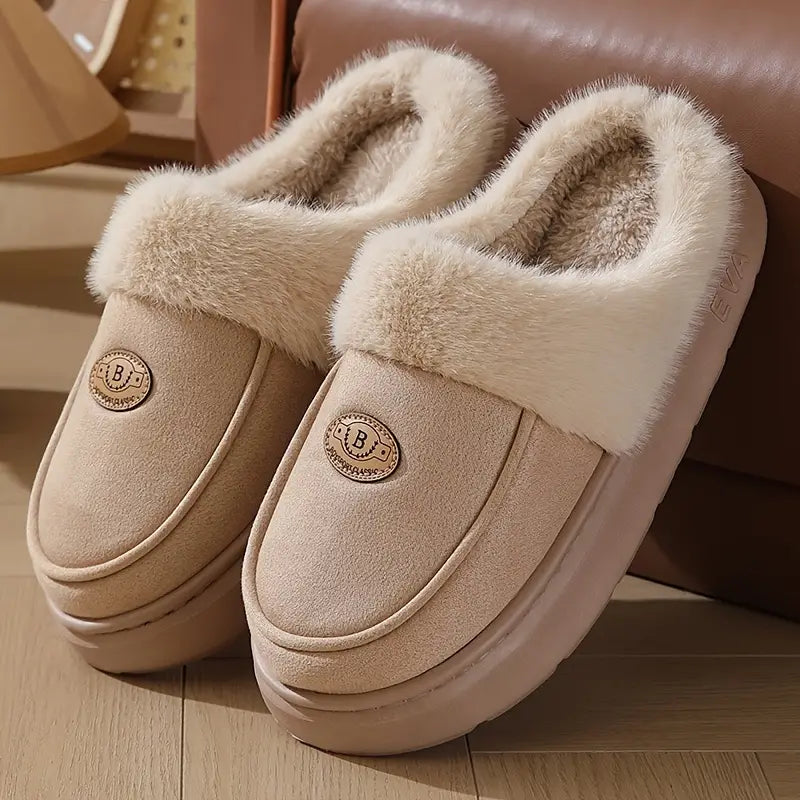 Men's Cozy Plush-Lined Slippers with Non-Slip EVA Sole