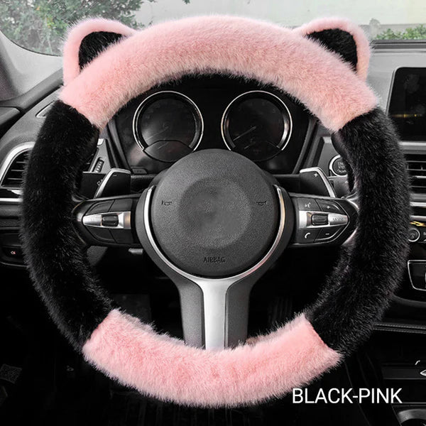 Non-Slip Soft Cat Ears Plush Steering Wheel Cover